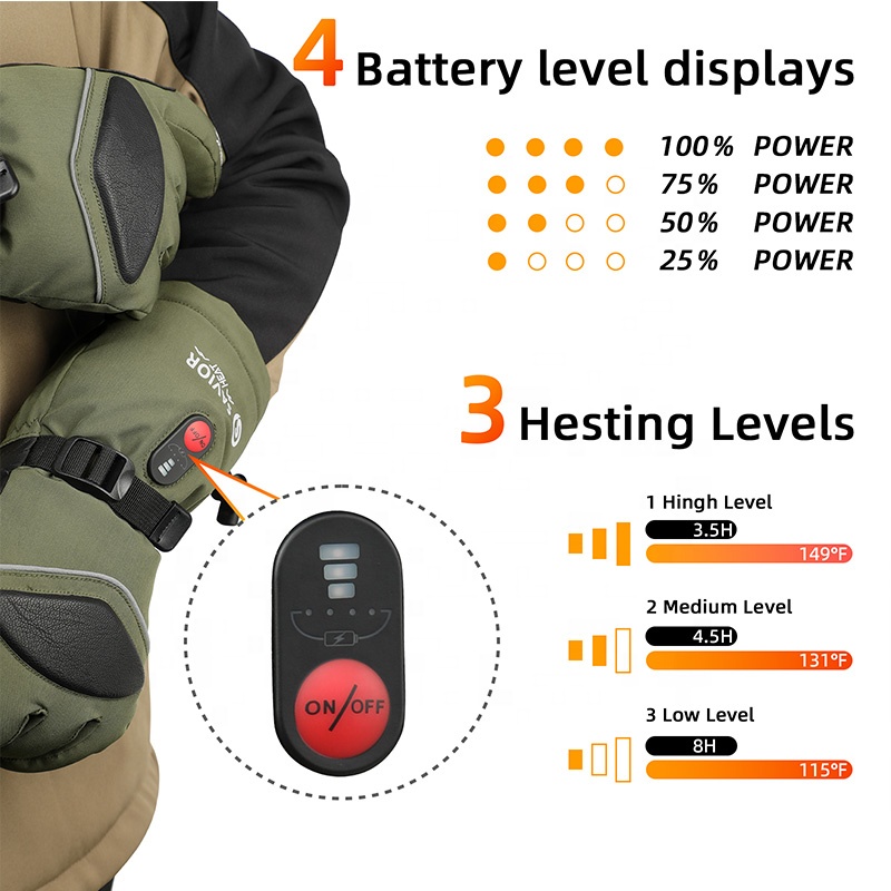 Green 7.4V 3000mAh Outdoor War - Ski Glove Waterproof ulasan dan harga